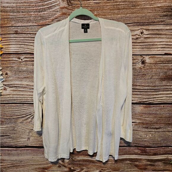 Worthington open front sweater Women's OX  cream knitted Pre-owned - Picture 1 of 5